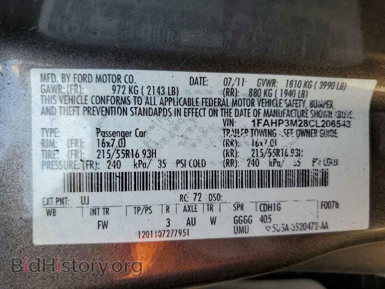 2012 FORD FOCUS - VIN: 1FAHP3M28CL206543 - Фото 12
