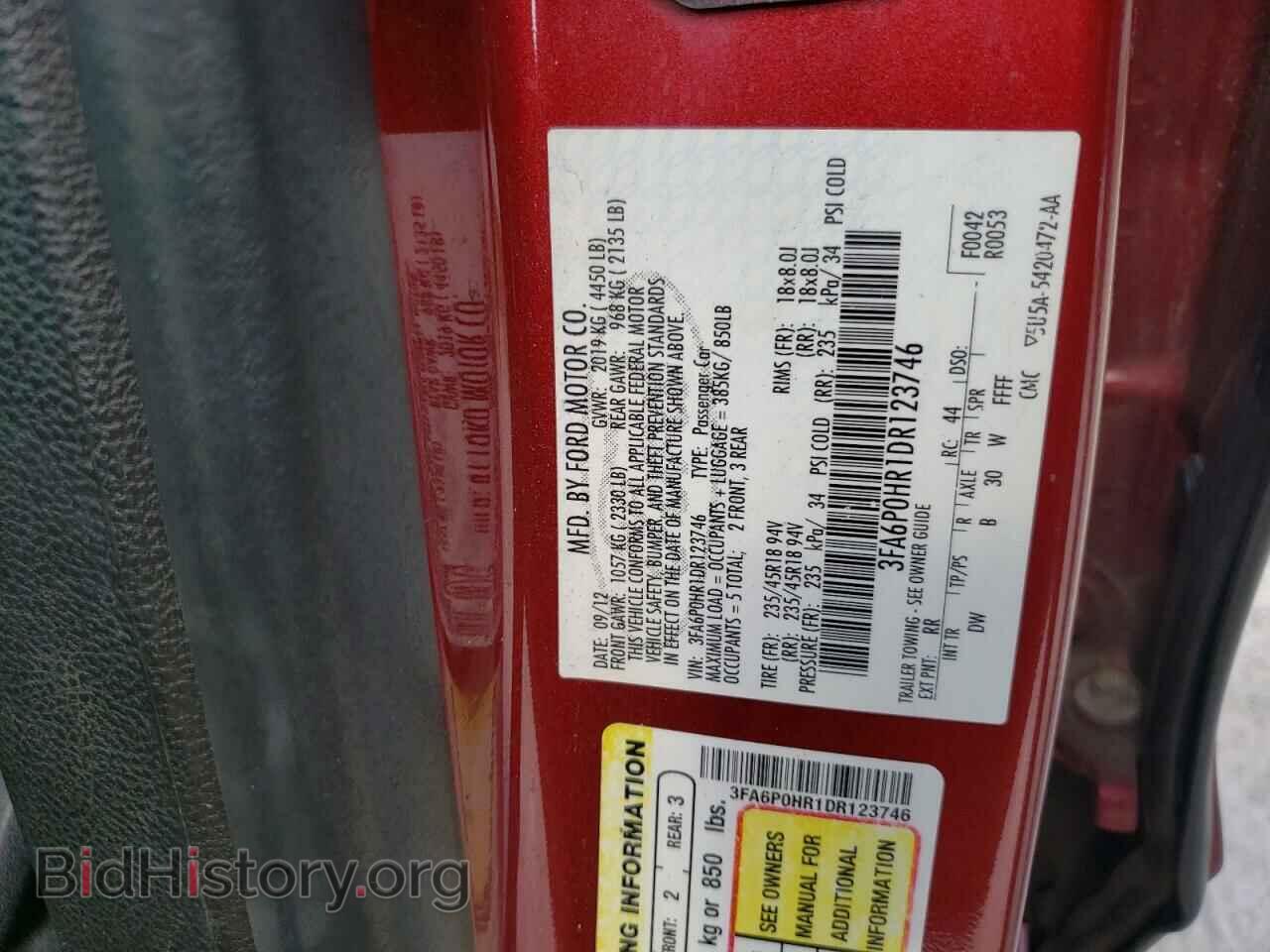 2013 FORD FUSION - VIN: 3FA6P0HR1DR123746 - Photo 10