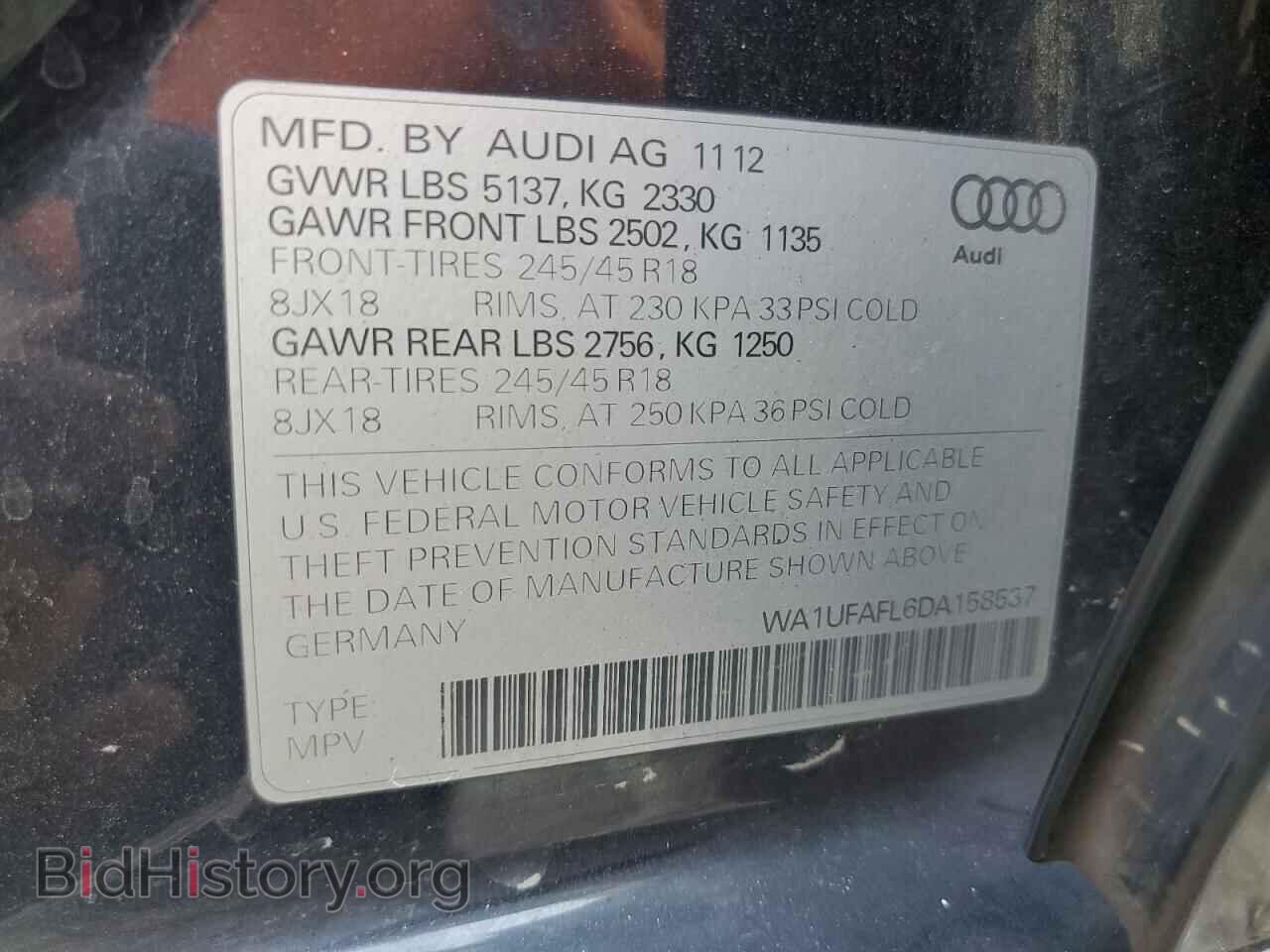 2013 AUDI A4 - VIN: WA1UFAFL6DA158537 - Фото 12