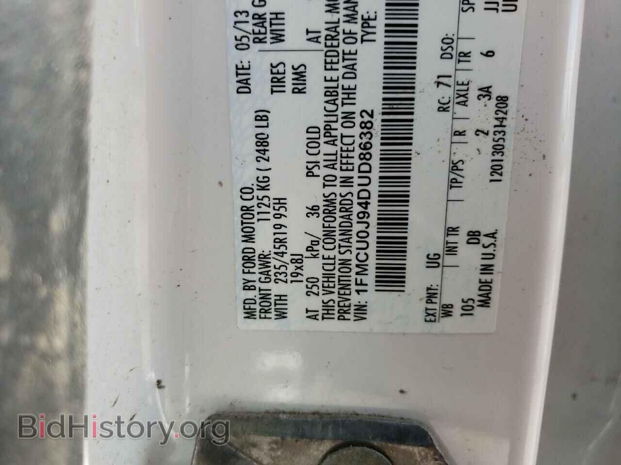 2013 FORD ESCAPE - VIN: 1FMCU0J94DUD86382 - Фото 12