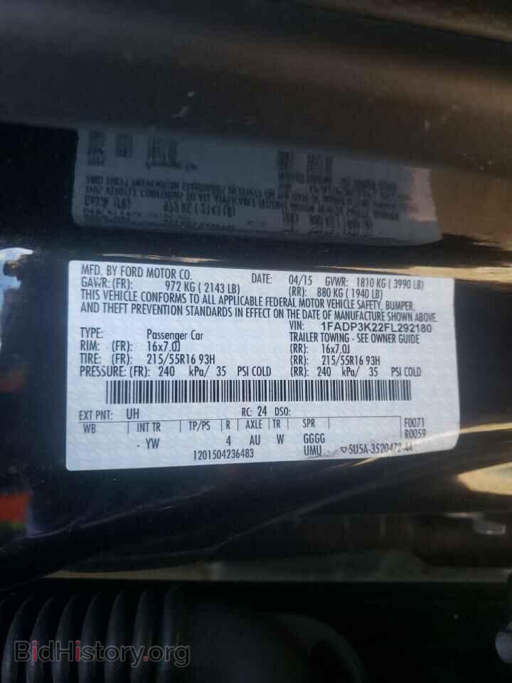 2015 FORD FOCUS - VIN: 1FADP3K22FL292180 - Фото 10