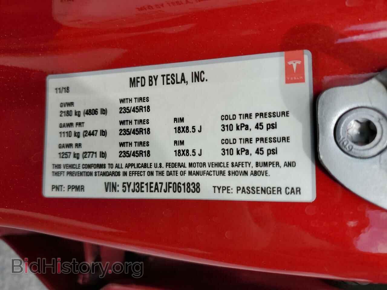 2018 TESLA MODEL 3 - VIN: 5YJ3E1EA7JF061838 - Photo 12