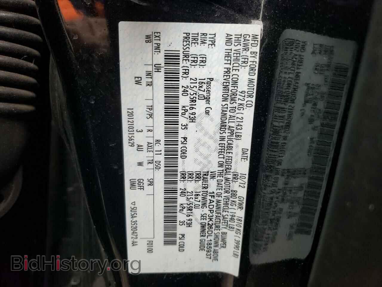 2013 FORD FOCUS - VIN: 1FADP3K26DL185937 - Фото 10