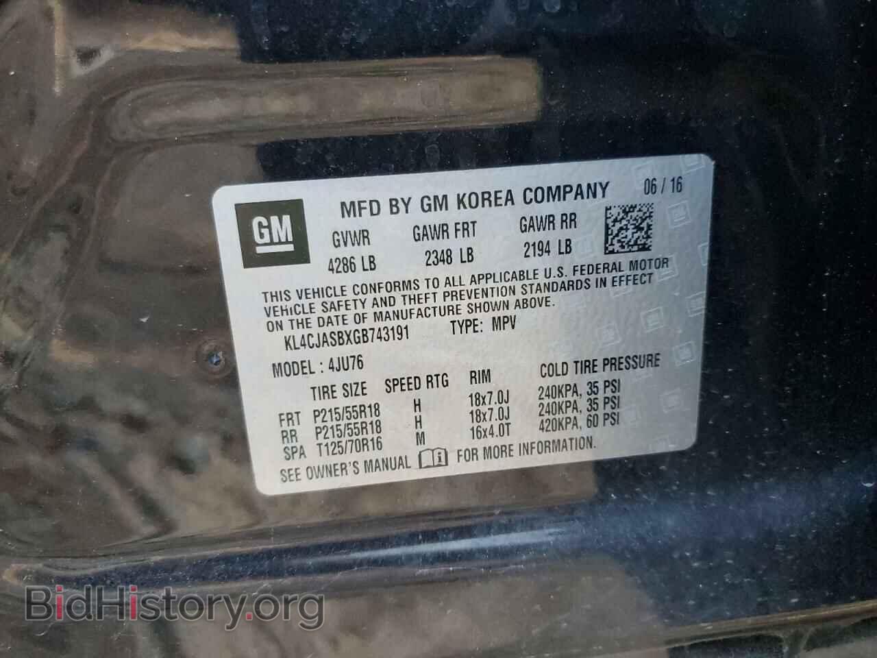2016 BUICK ENCORE - VIN: KL4CJASBXGB743191 - Photo 10
