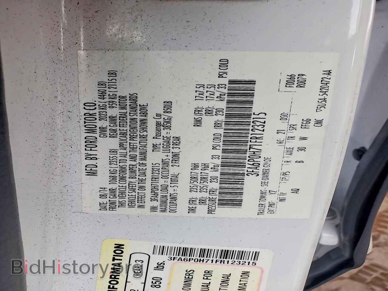 2015 FORD FUSION - VIN: 3FA6P0H71FR123215 - Фото 12