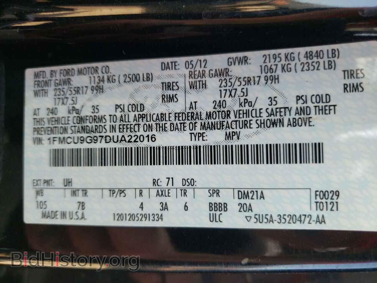 2013 FORD ESCAPE - VIN: 1FMCU9G97DUA22016 - Фото 13