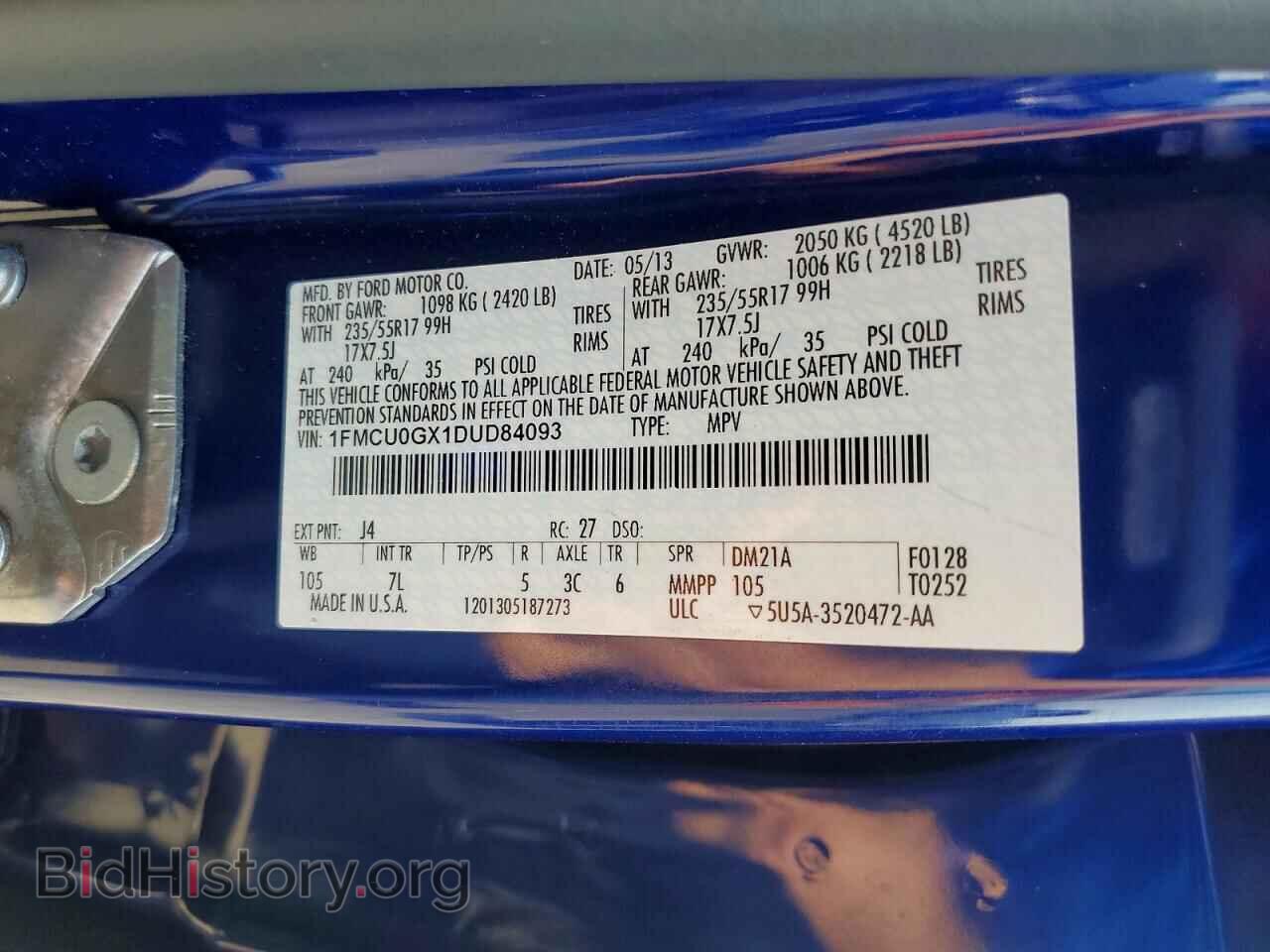2013 FORD ESCAPE - VIN: 1FMCU0GX1DUD84093 - Фото 13
