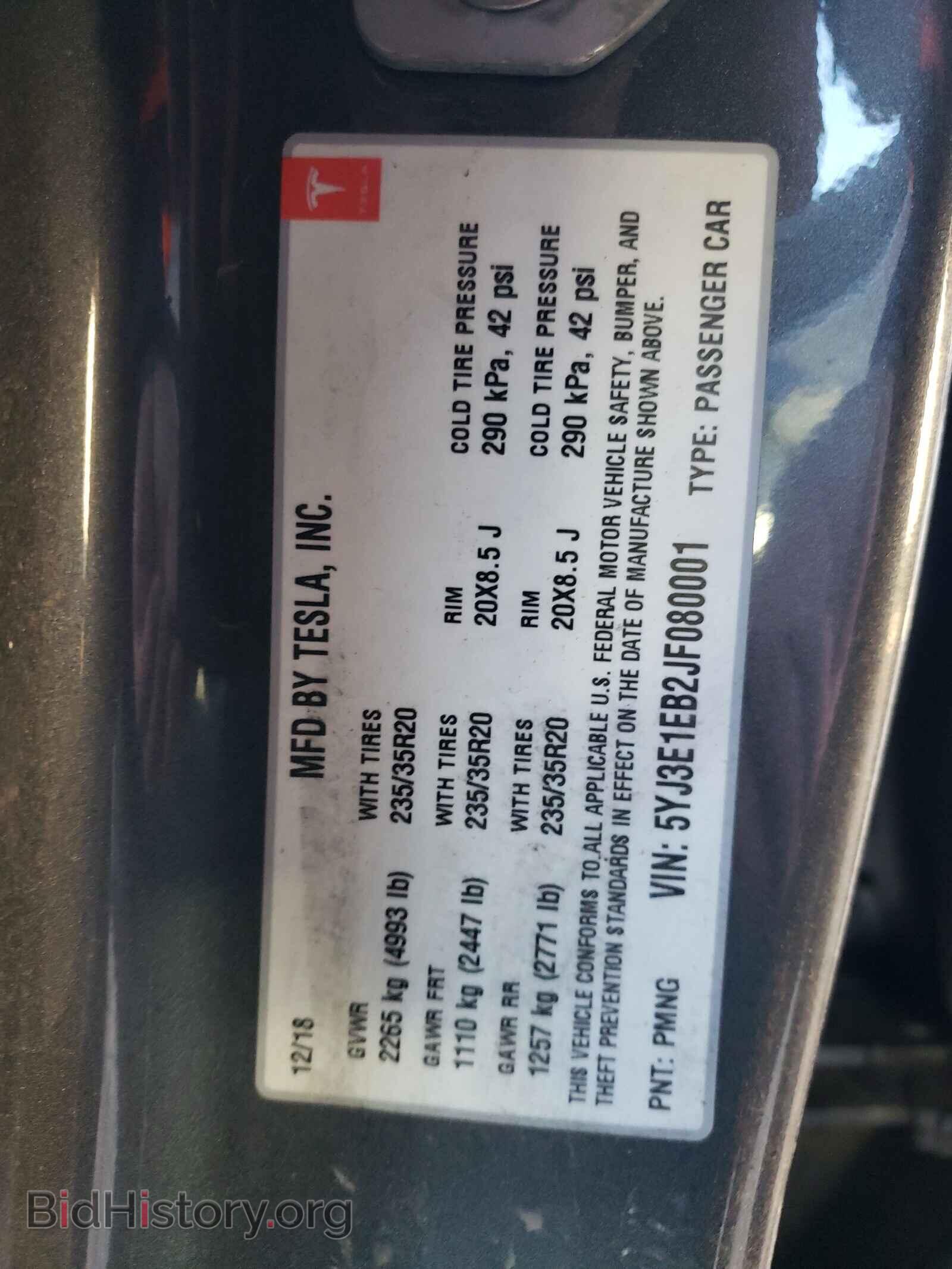 2018 TESLA MODEL 3 - VIN: 5YJ3E1EB2JF080001 - Photo 10