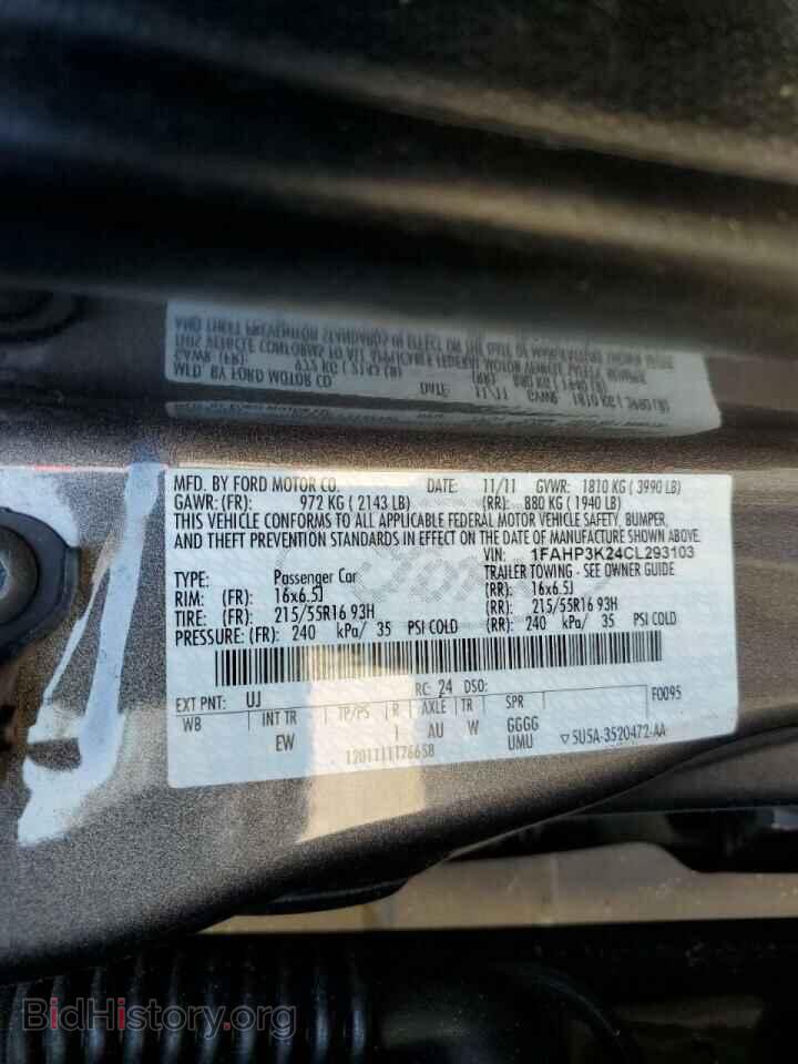 2012 FORD FOCUS - VIN: 1FAHP3K24CL293103 - Фото 10