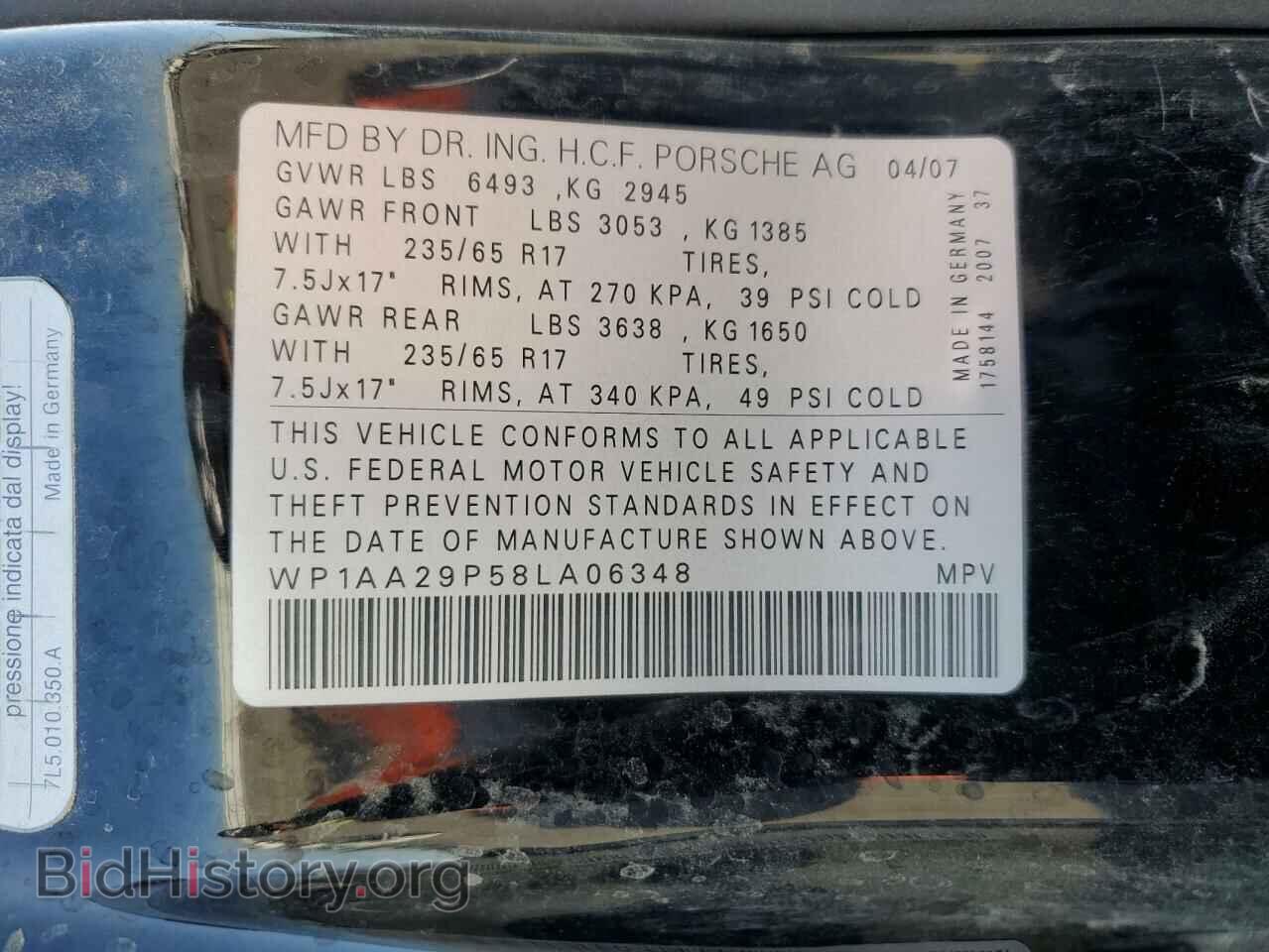 2008 PORSCHE CAYENNE - VIN: WP1AA29P58LA06348 - Фото 10
