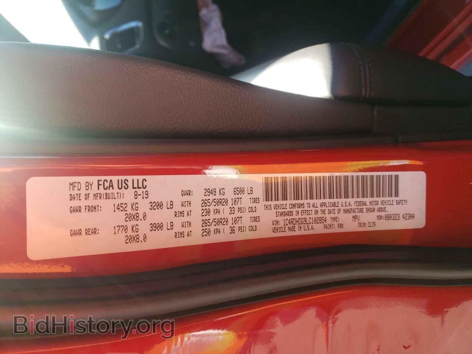 2020 DODGE DURANGO - VIN: 1C4RDHDG9LC102854 - Фото 10