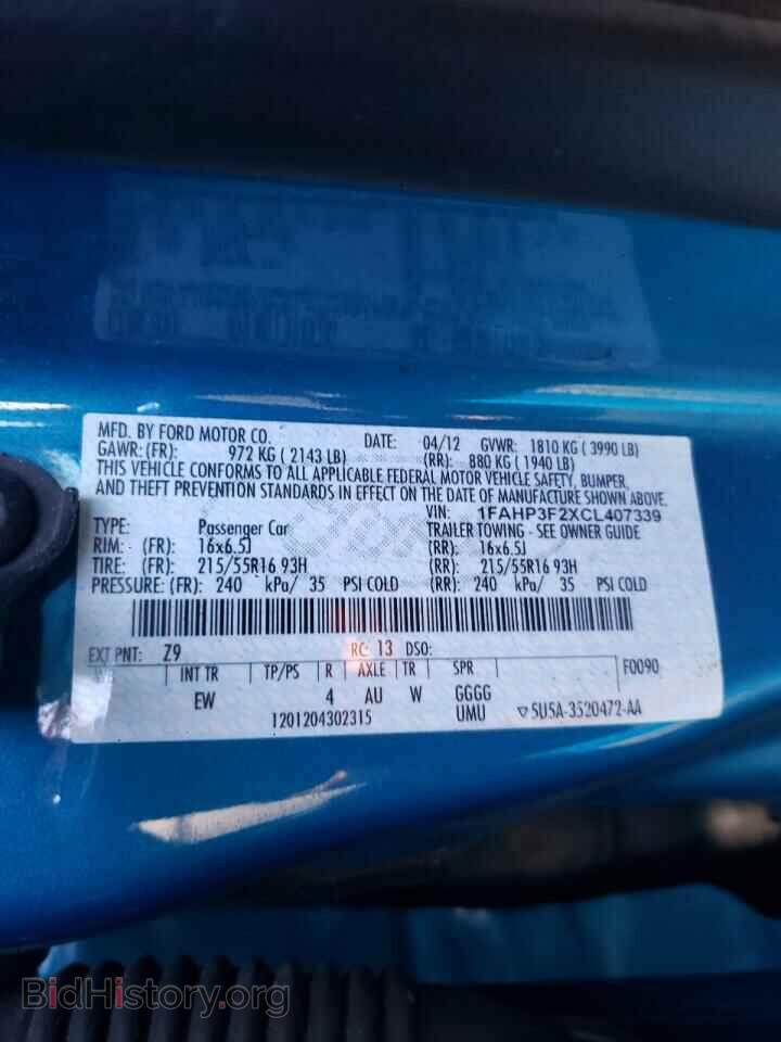 2012 FORD FOCUS - VIN: 1FAHP3F2XCL407339 - Фото 10