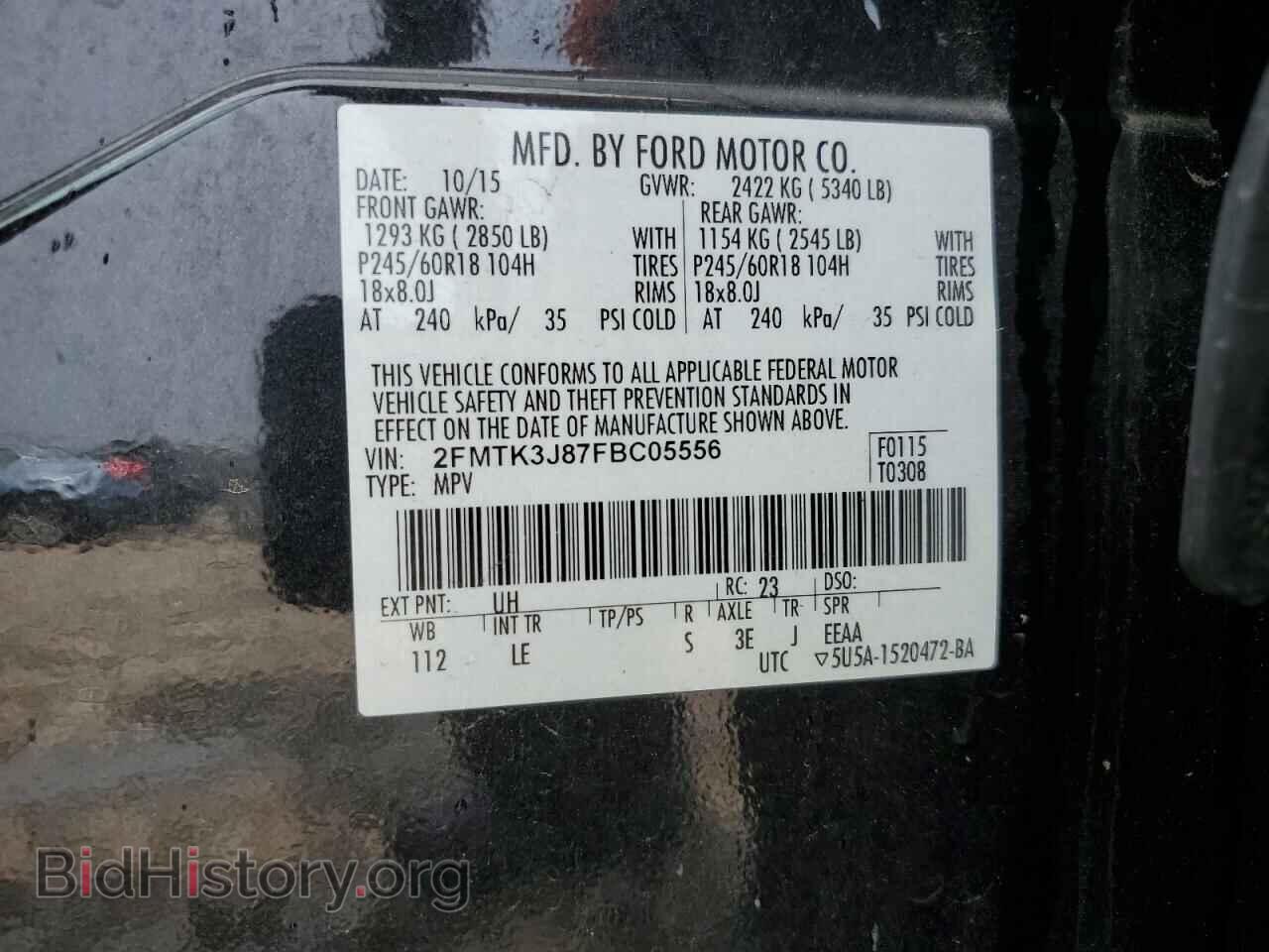 2015 FORD EDGE - VIN: 2FMTK3J87FBC05556 - Фото 13