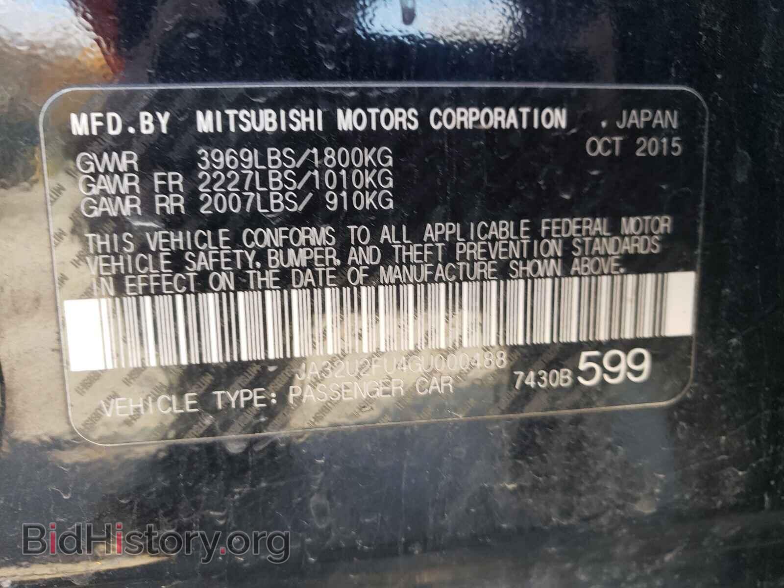 2016 MITSUBISHI LANCER - VIN: JA32U2FU4GU000488 - Фото 10