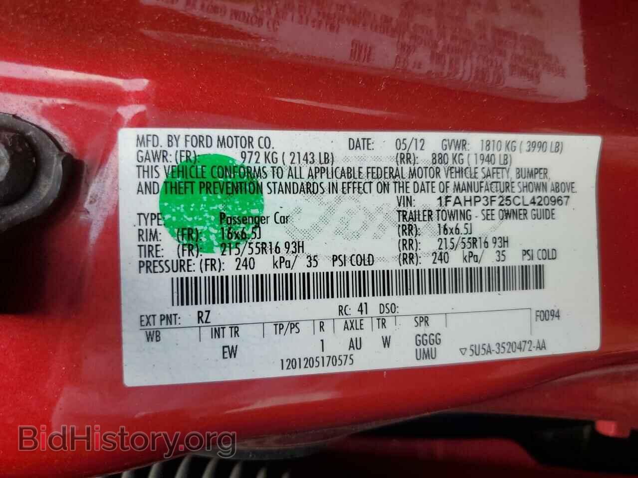 2012 FORD FOCUS - VIN: 1FAHP3F25CL420967 - Фото 12