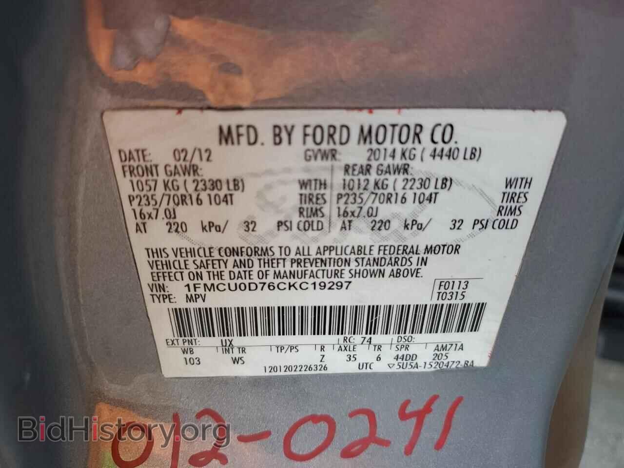 2012 FORD ESCAPE - VIN: 1FMCU0D76CKC19297 - Фото 13