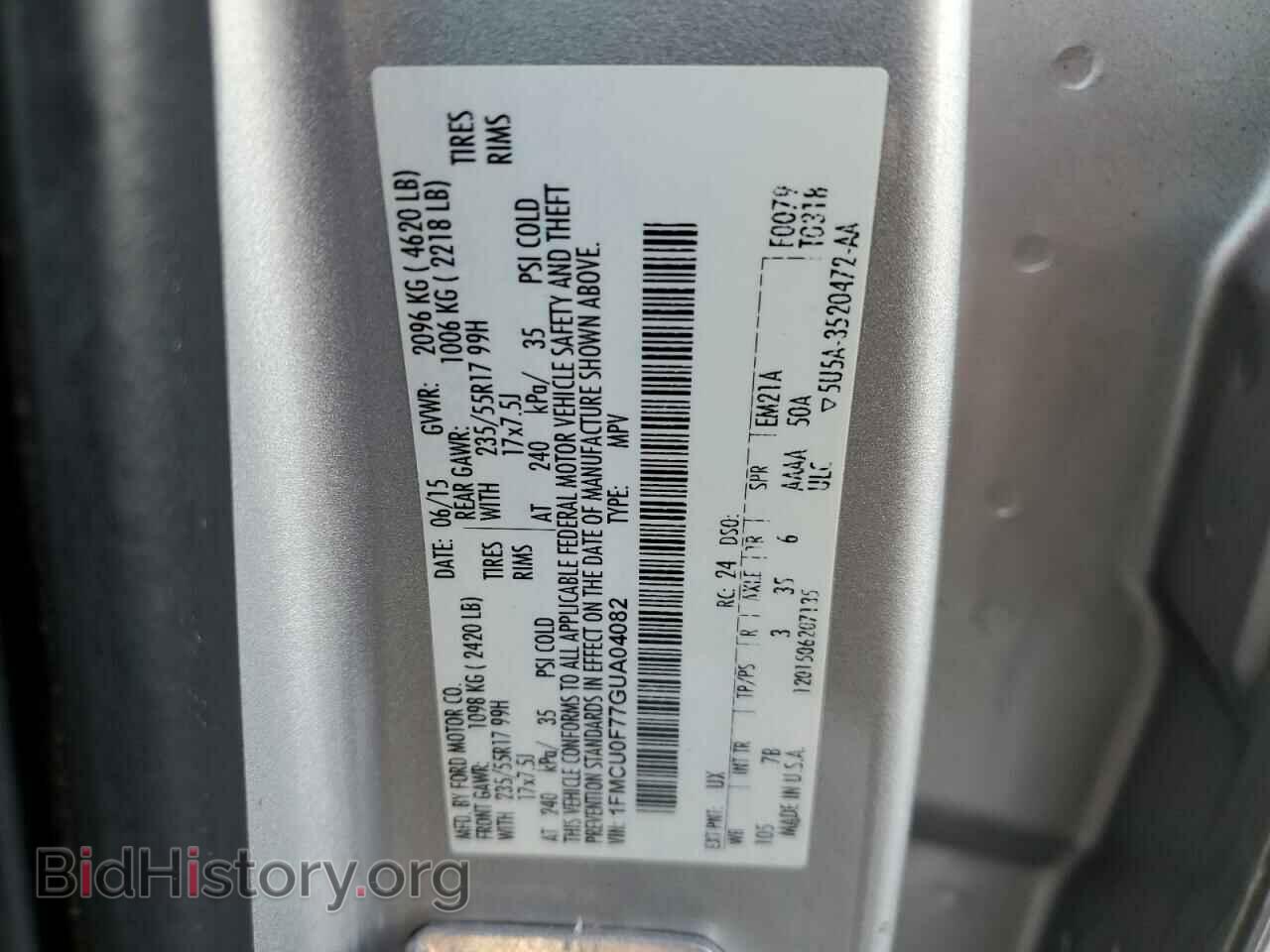 2016 FORD ESCAPE - VIN: 1FMCU0F77GUA04082 - Photo 10