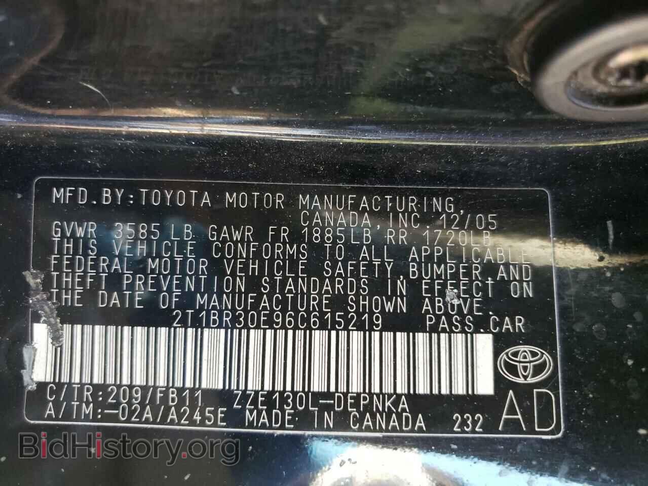 2006 TOYOTA COROLLA - VIN: 2T1BR30E96C615219 - Фото 10