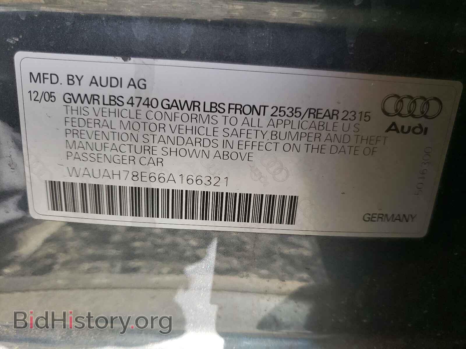 2006 AUDI A4 - VIN: WAUAH78E66A166321 - Photo 10