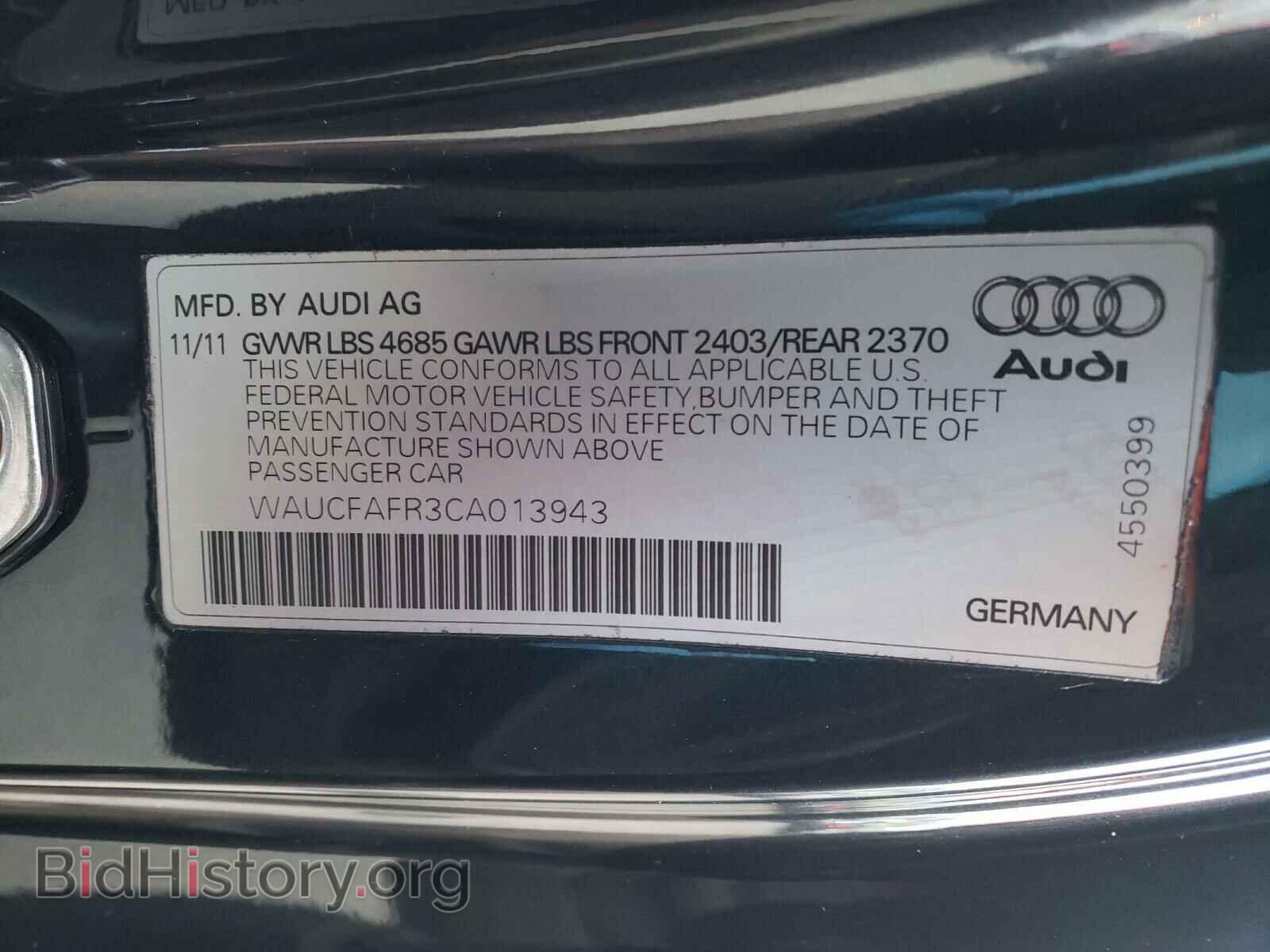 2012 AUDI A5 - VIN: WAUCFAFR3CA013943 - Фото 10
