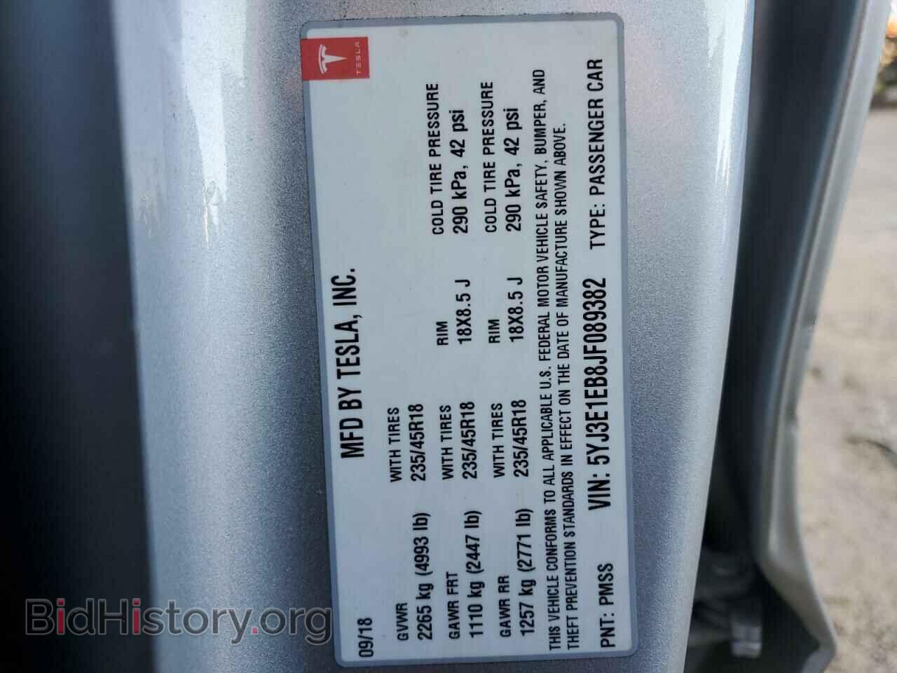 2018 TESLA MODEL 3 - VIN: 5YJ3E1EB8JF089382 - Photo 10