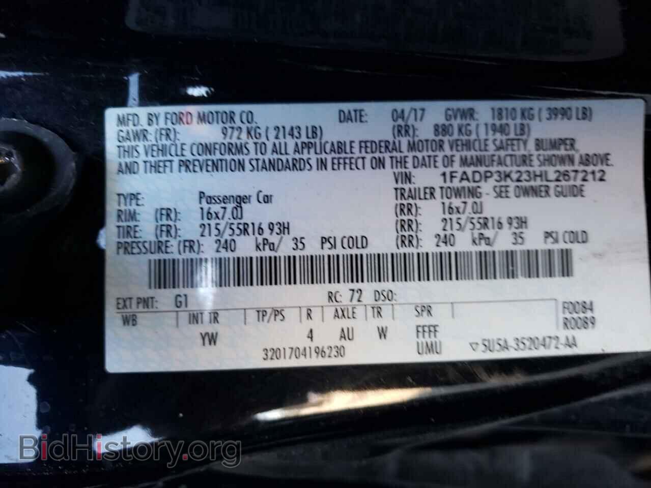2017 FORD FOCUS - VIN: 1FADP3K23HL267212 - Фото 10