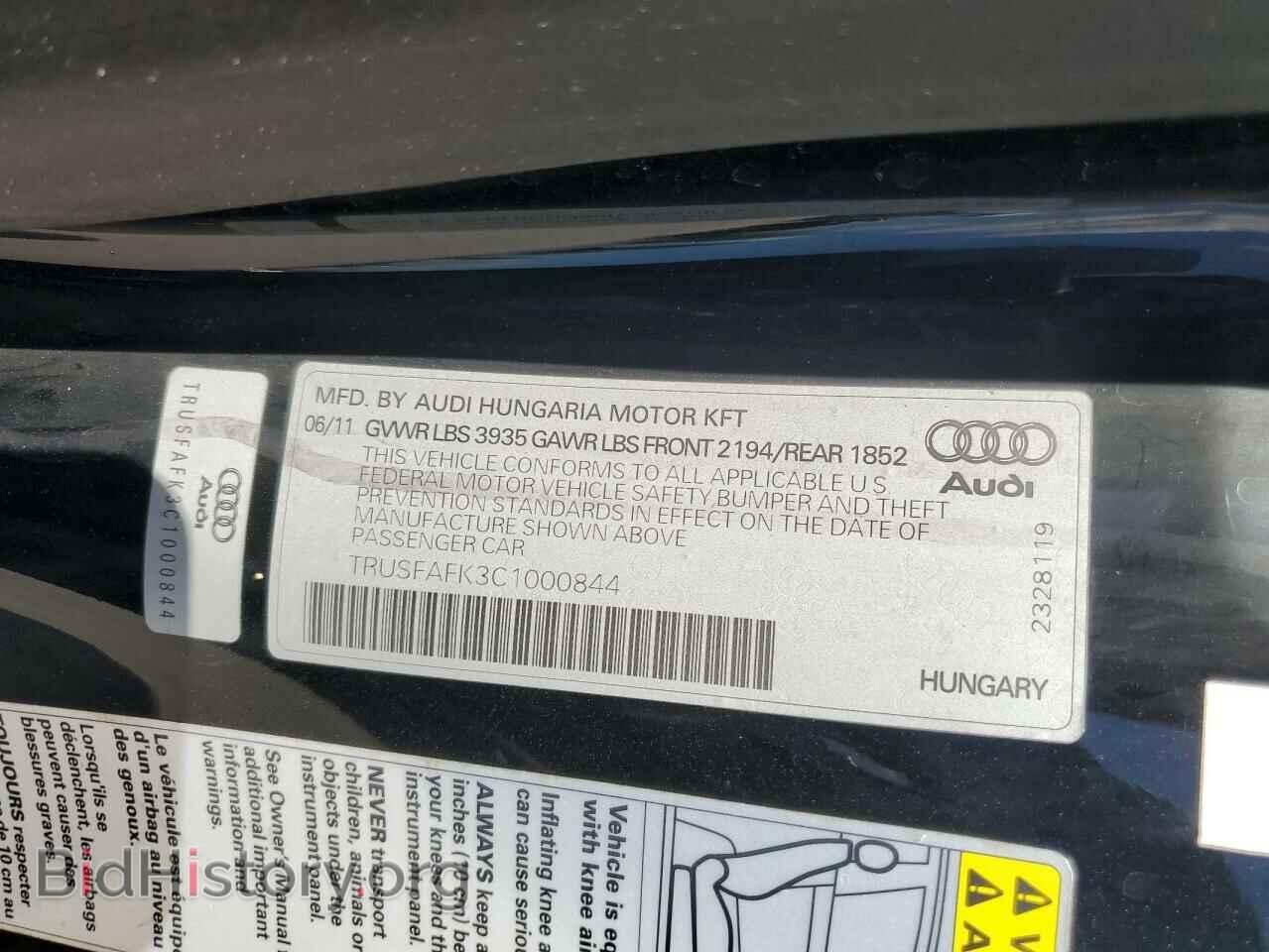 2012 AUDI TT - VIN: TRUSFAFK3C1000844 - Фото 12