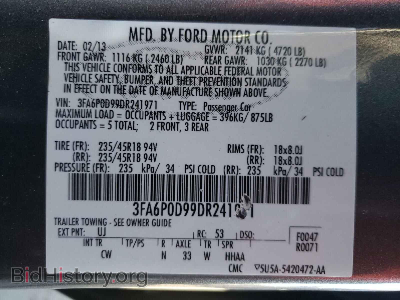 2013 FORD FUSION - VIN: 3FA6P0D99DR241971 - Photo 10