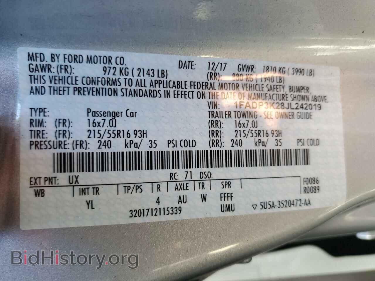 2018 FORD FOCUS - VIN: 1FADP3K28JL242019 - Фото 10