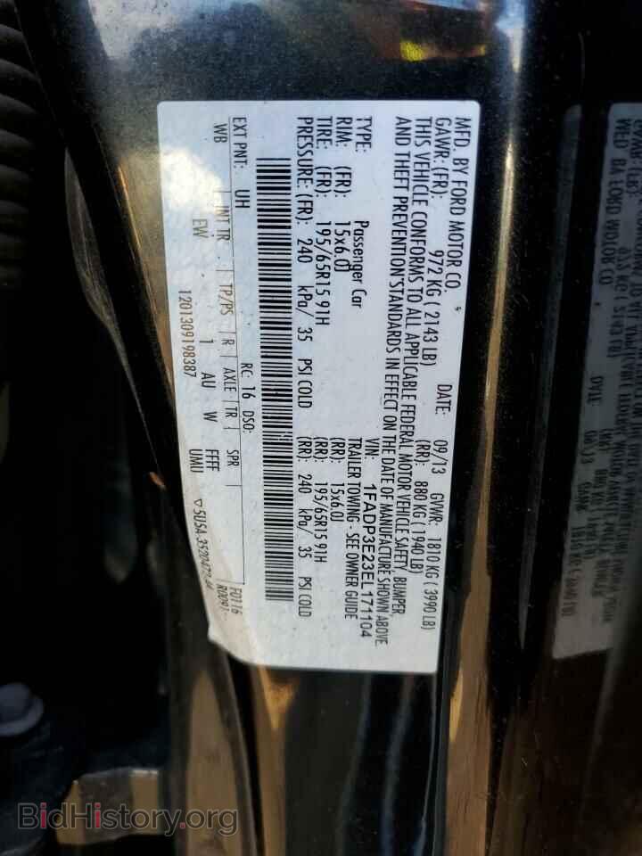 2014 FORD FOCUS - VIN: 1FADP3E23EL171104 - Фото 10