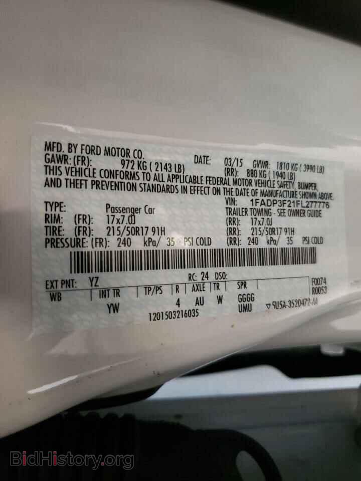 2015 FORD FOCUS - VIN: 1FADP3F21FL277776 - Фото 10