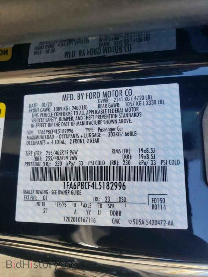 2020 FORD MUSTANG - VIN: 1FA6P8CF4L5182996 - Фото 10