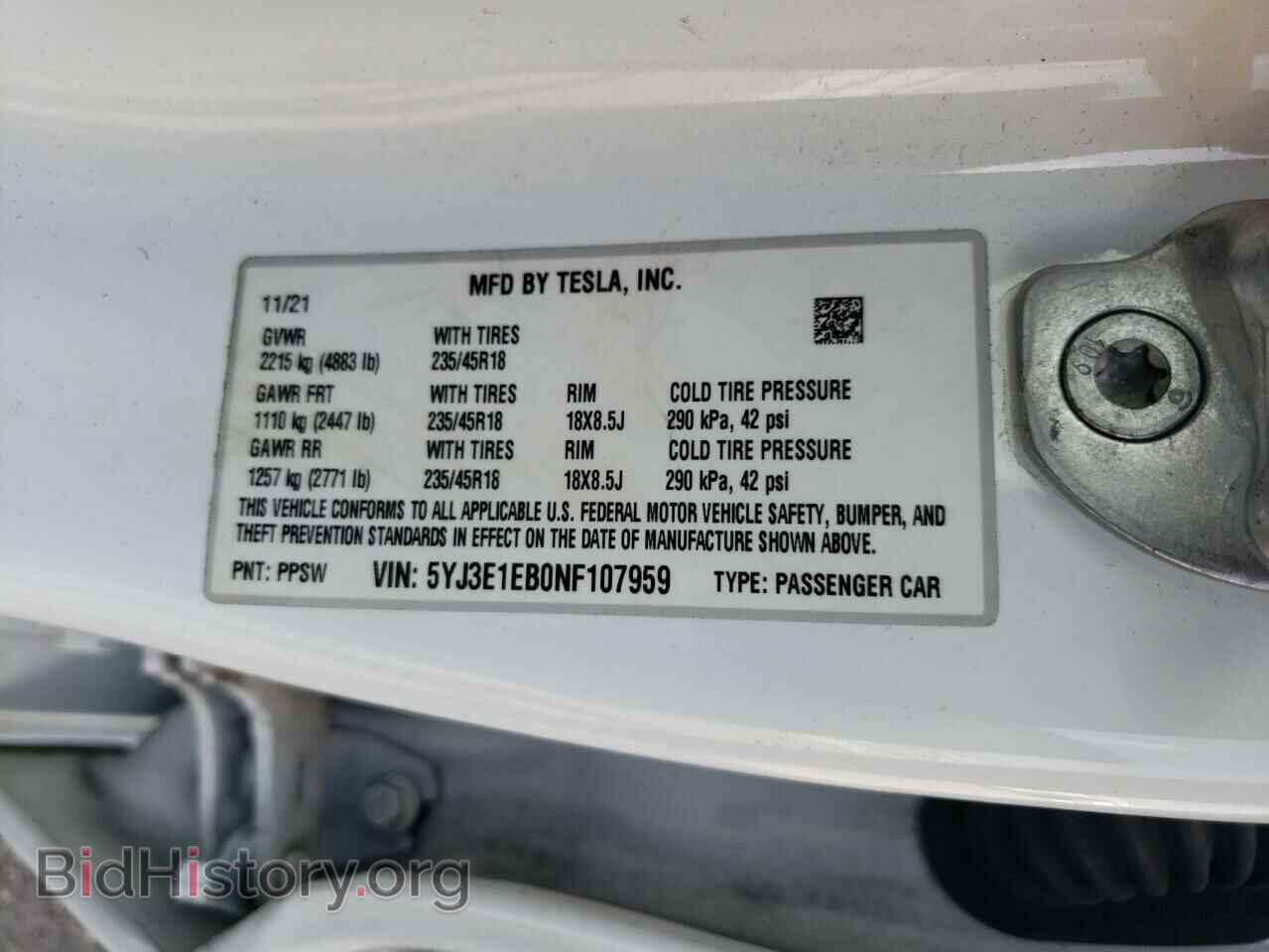 2022 TESLA MODEL 3 - VIN: 5YJ3E1EB0NF107959 - Фото 12