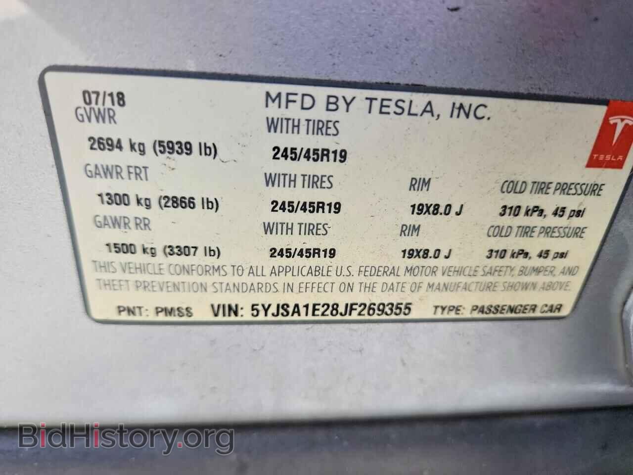 2018 TESLA MODEL S - VIN: 5YJSA1E28JF269355 - Photo 13