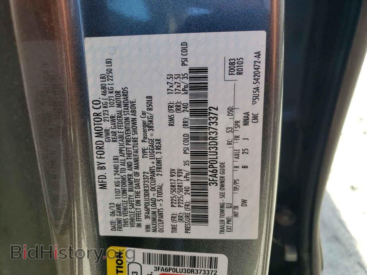 2013 FORD FUSION - VIN: 3FA6P0LU3DR373372 - Фото 10