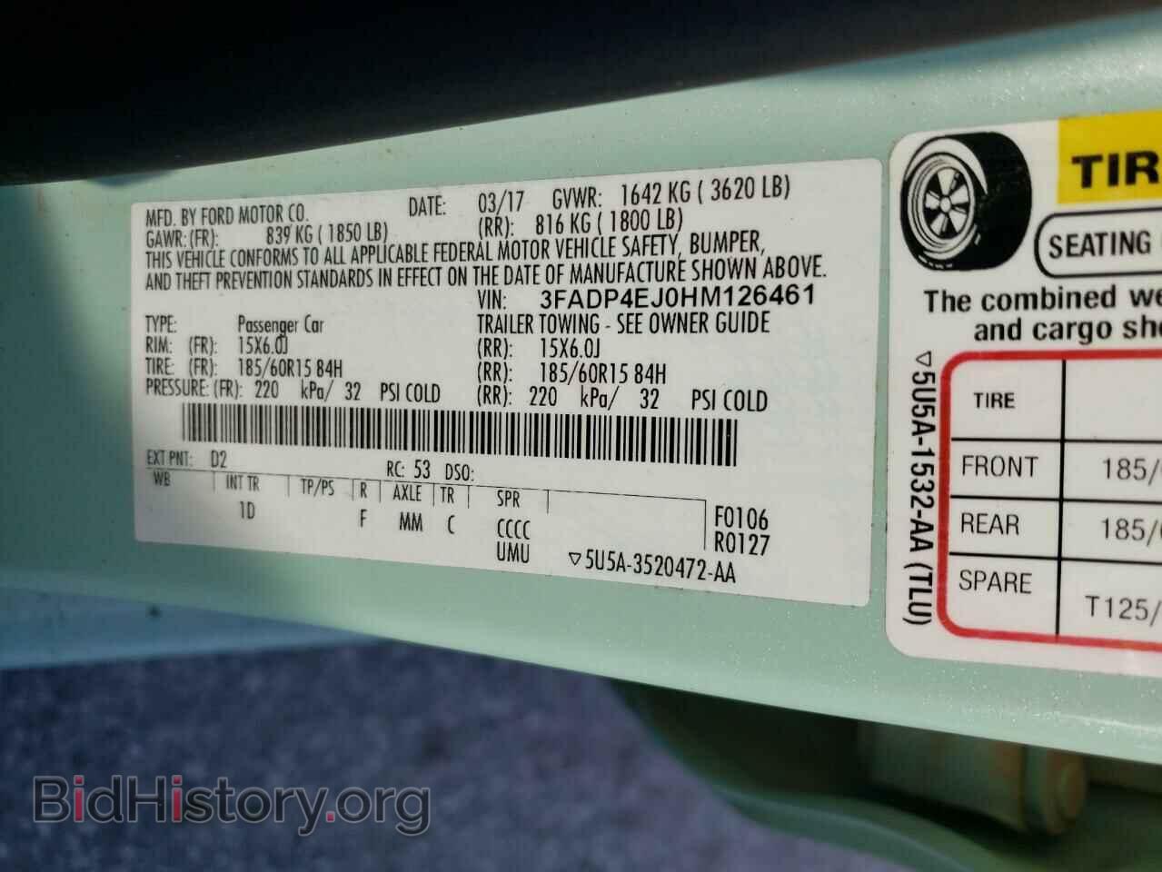 2017 FORD FIESTA - VIN: 3FADP4EJ0HM126461 - Фото 10