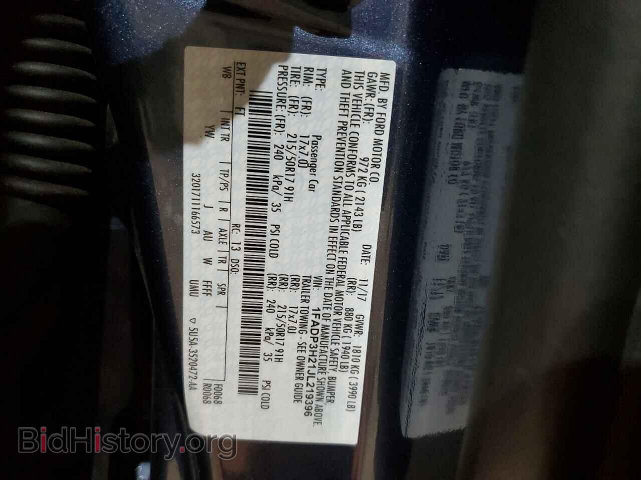 2018 FORD FOCUS - VIN: 1FADP3H21JL219396 - Фото 10