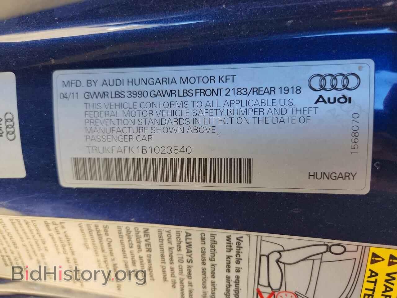 2011 AUDI TT - VIN: TRUKFAFK1B1023540 - Photo 13