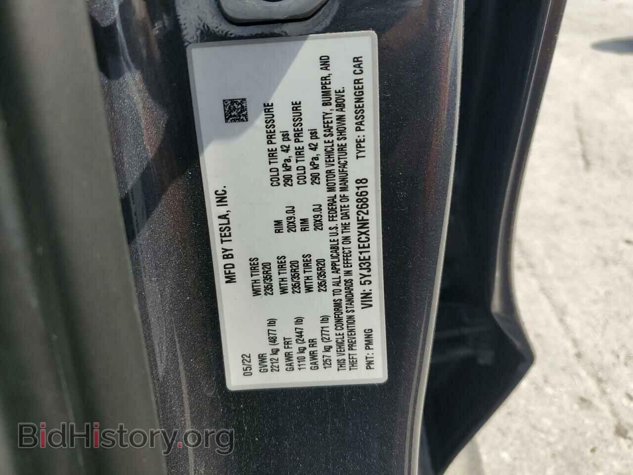 2022 TESLA MODEL 3 - VIN: 5YJ3E1ECXNF268618 - Фото 13