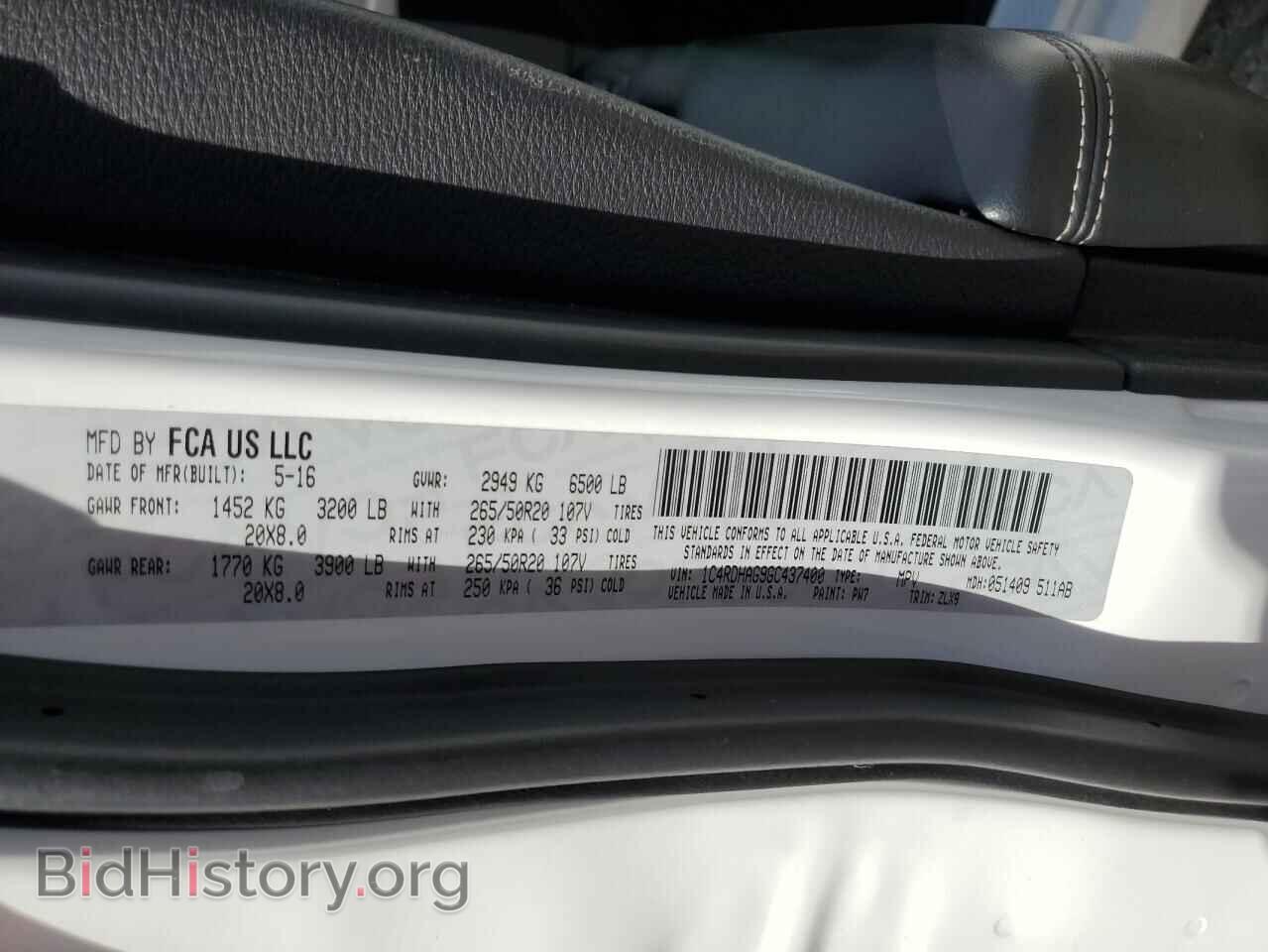 2016 DODGE DURANGO - VIN: 1C4RDHAG9GC437400 - Photo 13