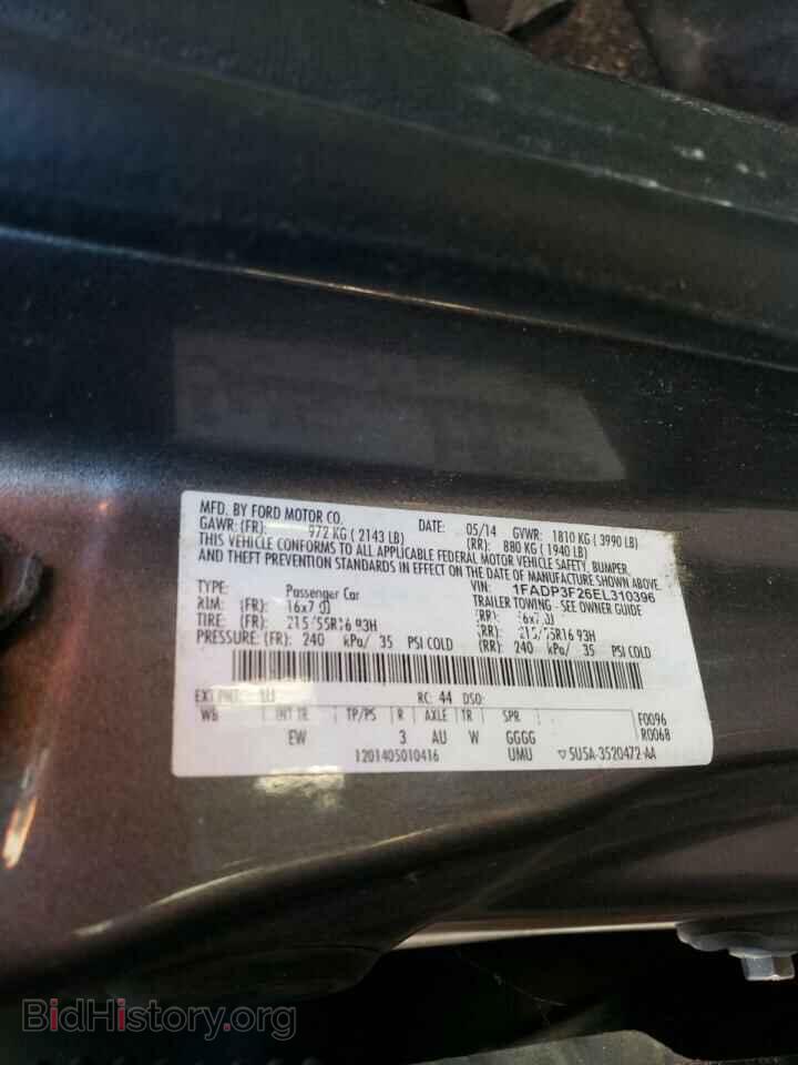 2014 FORD FOCUS - VIN: 1FADP3F26EL310396 - Фото 10