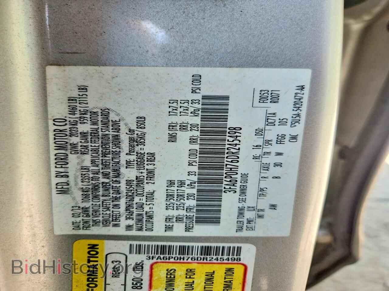 2013 FORD FUSION - VIN: 3FA6P0H76DR245498 - Фото 12
