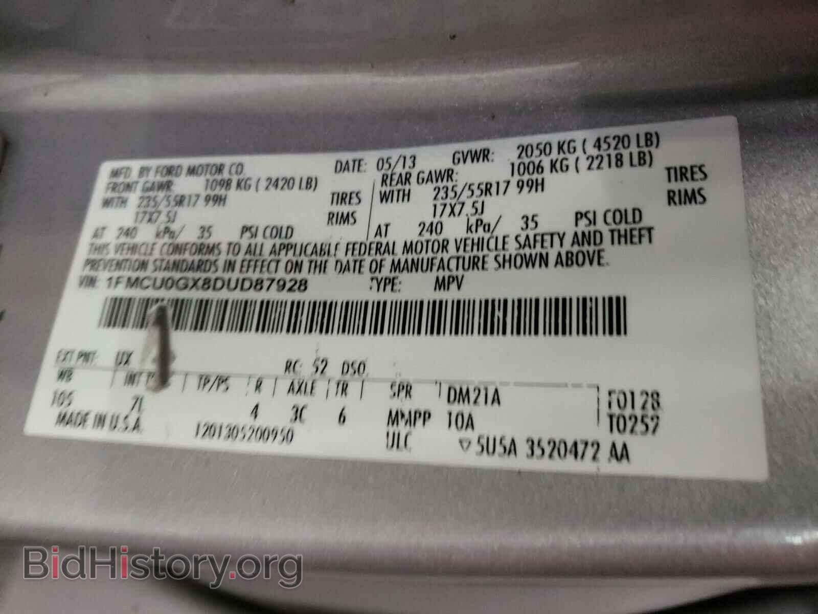 2013 FORD ESCAPE - VIN: 1FMCU0GX8DUD87928 - Фото 10
