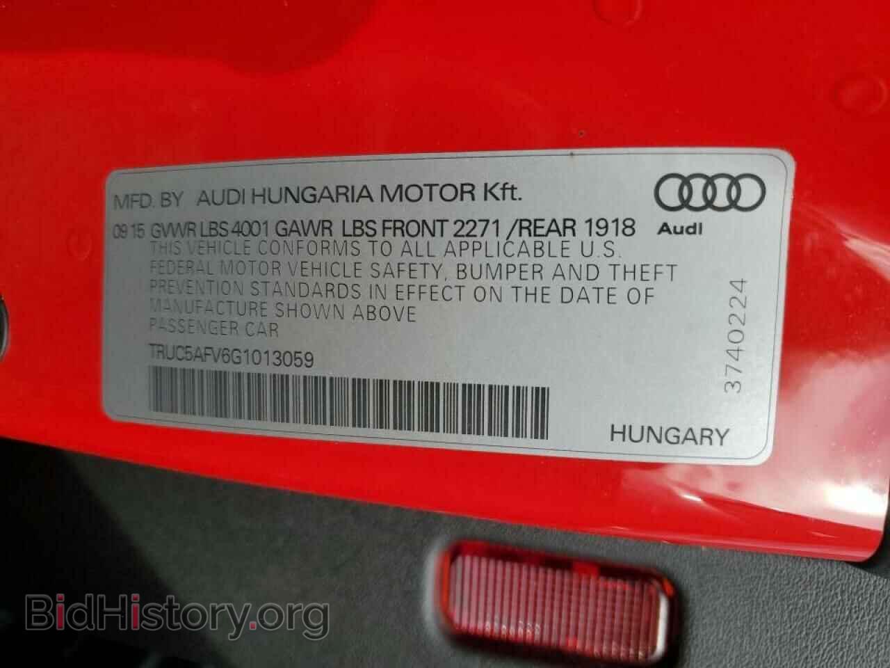 2016 AUDI TT - VIN: TRUC5AFV6G1013059 - Photo 10