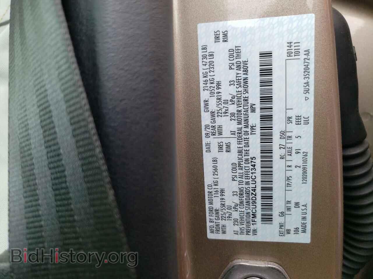 2020 FORD ESCAPE - VIN: 1FMCU9DZ4LUC13475 - Фото 10