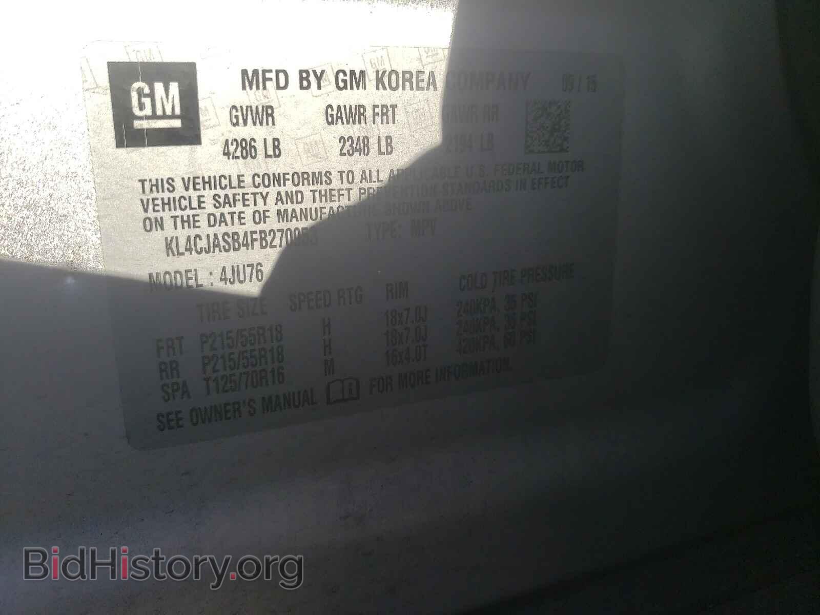 2015 BUICK ENCORE - VIN: KL4CJASB4FB270953 - Фото 10