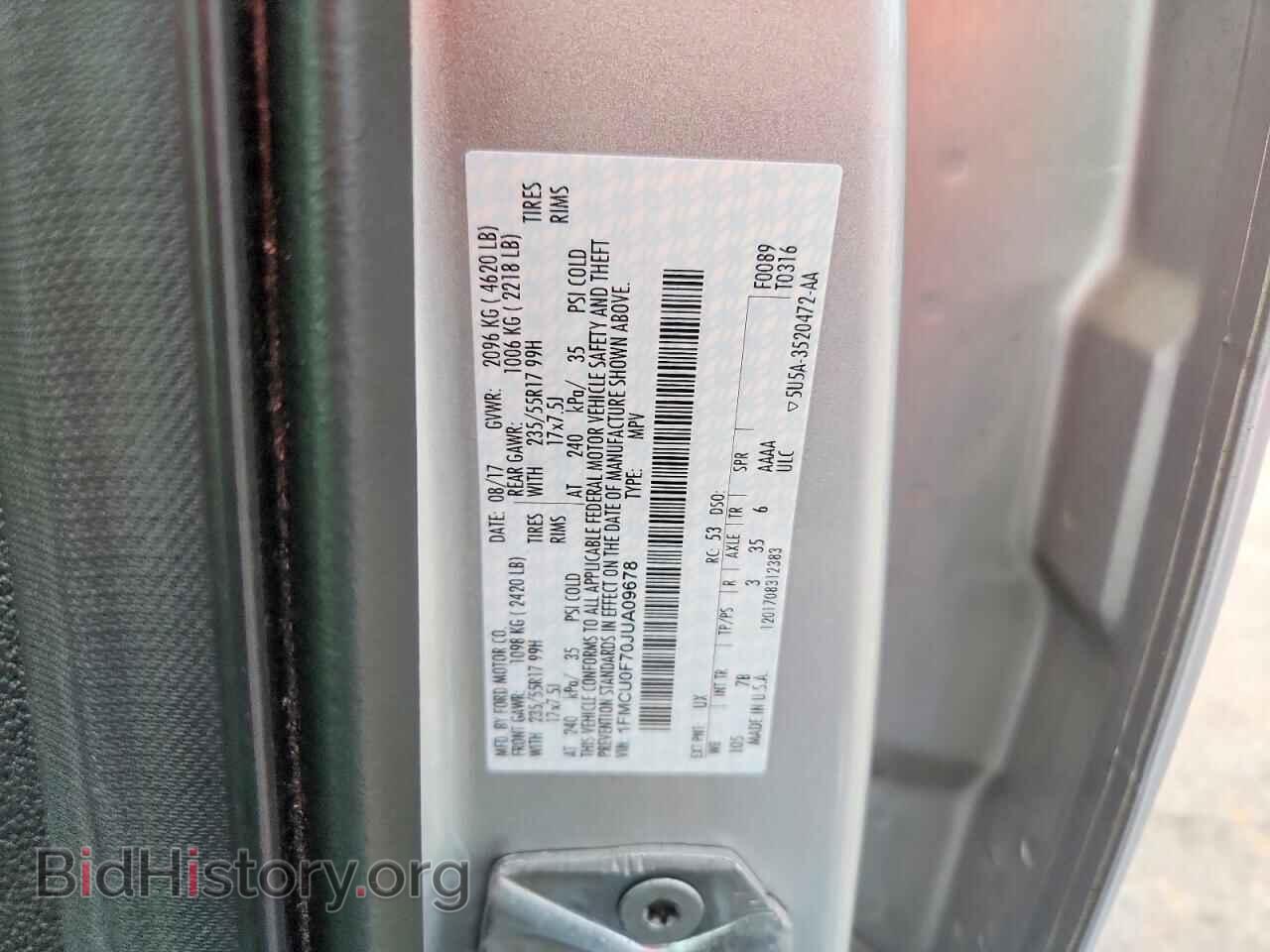 2018 FORD ESCAPE - VIN: 1FMCU0F70JUA09678 - Фото 12