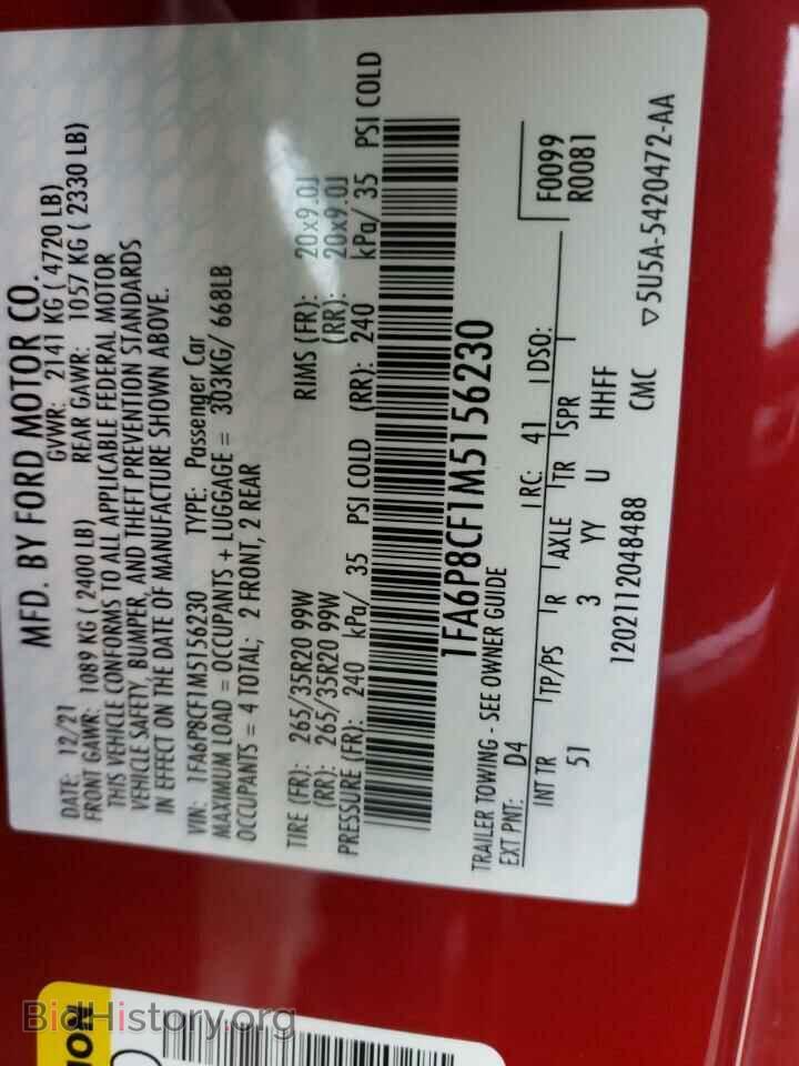 2021 FORD MUSTANG - VIN: 1FA6P8CF1M5156230 - Фото 10