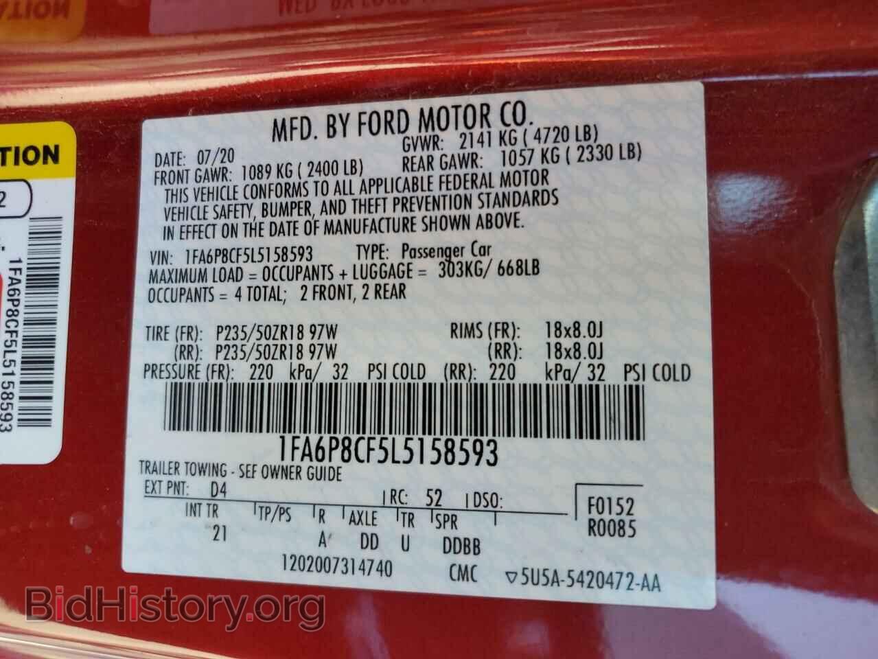 2020 FORD MUSTANG - VIN: 1FA6P8CF5L5158593 - Фото 10
