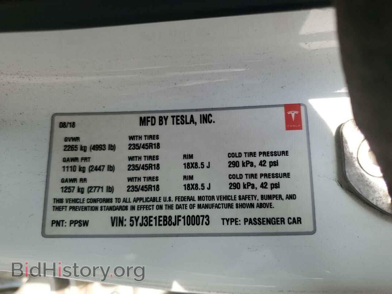 2018 TESLA MODEL 3 - VIN: 5YJ3E1EB8JF100073 - Фото 13